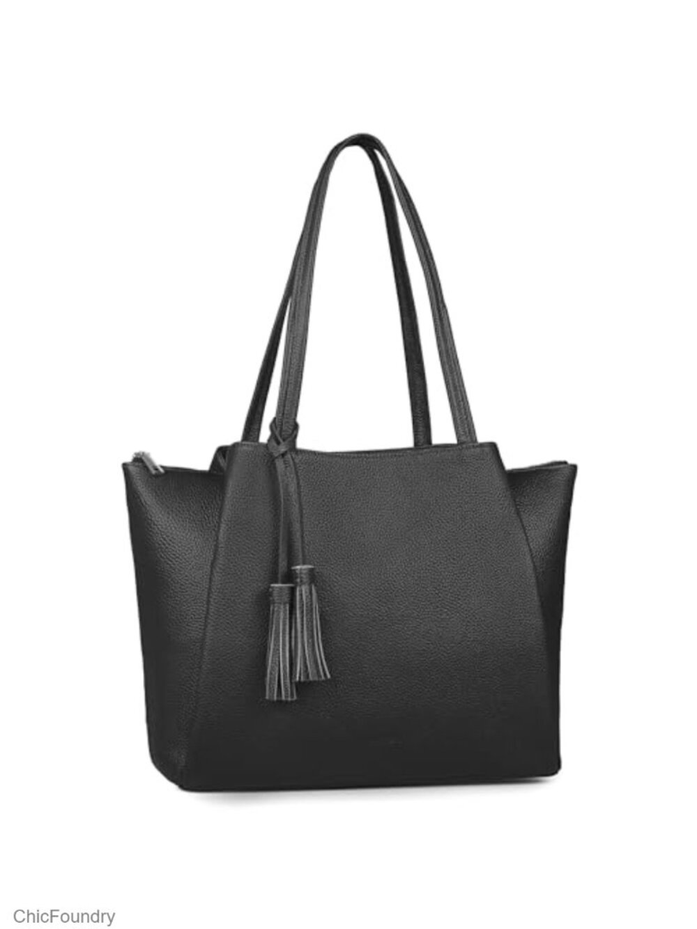 Genuine Leather Tote Bag with 14" Laptop Sleeve, Multi-Pockets, Zipper